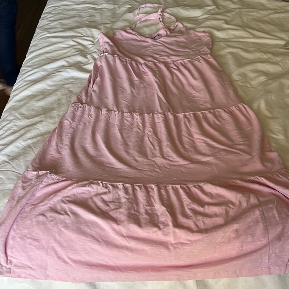 Adjustable Strap Pink Maxi Dress